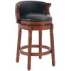 Seat height 26'' Cow top Leather Wooden Bar Stools, 360 Degree Swivel Bar Height Chair with Backs for Home Kitchen Counter