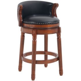 Seat height 26'' Cow top Leather Wooden Bar Stools, 360 Degree Swivel Bar Height Chair with Backs for Home Kitchen Counter