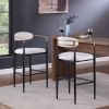 Barstools Set of 2, Counter Height Upholstered Bar Stools with Backs and Iron Legs for Kitchen Island, Beige Fabric Seating 260LBS Weight Capacity