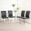 Modern Charcoal PU dining chair, cloth upholstered chair, electroplated metal chair legs, suitable for home furniture living room, bedroom, kitchen