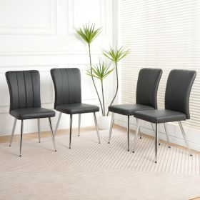 Modern Charcoal PU dining chair, cloth upholstered chair, electroplated metal chair legs, suitable for home furniture living room, bedroom, kitchen
