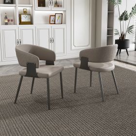 Dining Chairs Set of 2, Modern PU Leather Kitchen Chairs with Metal Legs - Ergonomic Armrests, Comfortable Sponge Cushion