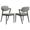 2pc Set Mid-century modern Z-chair Richly toned fabric upholstery Solid hardwood frame Dining Room Kitchen Furniture Brown Gray Finish