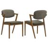 2pc Set Mid-century modern Z-chair Richly toned fabric upholstery Solid hardwood frame Dining Room Kitchen Furniture Brown Dark Walnut Finish