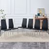 Grid armless high backrest dining chair, black chair and 6-piece set of electroplated metal legs, office chair. Suitable for restaurants, living rooms