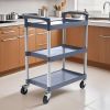 SOGA 2X 3 Tier Food Trolley Portable Kitchen Cart  with wheels 830x420x950mm Gray