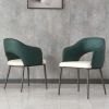 Dining Chairs Set of 2, Modern Faux Leather Dining Metal Legs for Living Kitchen Dining Room Green(set of 2)