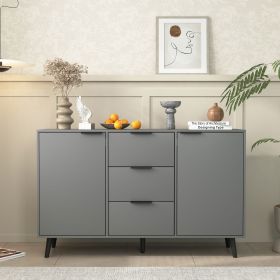 Sideboard Buffet Cabinet with Storage, Wood Coffee Bar Cabinet, 47.2" Kitchen Cabinet with 3 Drawers & 2 Doors, Kitchen Buffet Cabinet Cupboard G