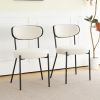 Boucle modern kitchen dining chair Bentwood covered with ash veneer Chair back, metal with black powder coated leg chair