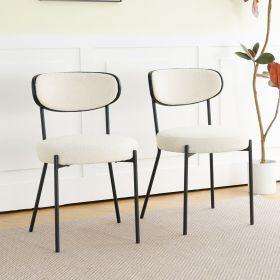 Boucle modern kitchen dining chair Bentwood covered with ash veneer Chair back, metal with black powder coated leg chair