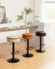 Round Storage Bar Stool Set of 2, Khaki Faux Leather Height Adjustable Barstool, 360Â°Counter Height Swivel Stool