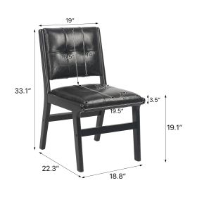 Hengming PU dining chair, no armrest with wooden legs, suitable for kitchen, dining room, living room, bedroom and other occasions,set of 2