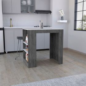 Kitchen Island Doyle, Kitchen, Smokey Oak / Ibiza Marble Color Finish