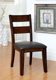 Dark Cherry Finish Solid wood Transitional Style Kitchen Set of 2pcs Dining Chairs Bold & Sturdy Design Chairs Dining Room Furniture Padded Leath