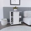 Kitchen Island Wynne with Storage and Cabinet, White / Macadamia Finish
