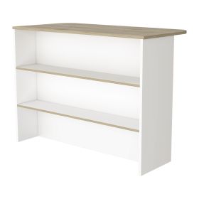 White and Light Pine 3-Tier Shelf Kitchen Island
