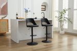 Bar Stools Set of 2 Modern Black PU Counter Height Barstool, High Padded Swivel Adjustable Barstools with Back for Bar Counter and Kitchen Island