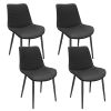 Black PU Leather Dining Chair with Metal Legs, Chequer Upholstered Armless Chair Set of 4 for Kitchen, Restaurant, Living, Meeting Room