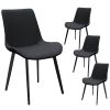 Black PU Leather Dining Chair with Metal Legs, Modern Upholstered Chair Set of 4 for Kitchen, Restaurant, Living, Meeting Room