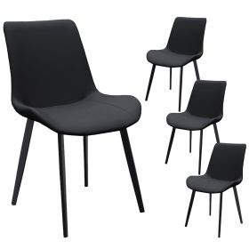 Black PU Leather Dining Chair with Metal Legs, Modern Upholstered Chair Set of 4 for Kitchen, Restaurant, Living, Meeting Room