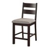 Dining Chairs Padded Fabric Seat Set of 2pc Side Chair Ladder Back Kitchen Dining Room Espresso Color