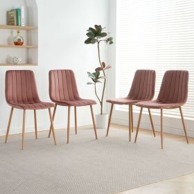 Indoor pink velvet dining chair, modern kitchen dining chair with backrest, upholstered side chair with hot transfer metal legs