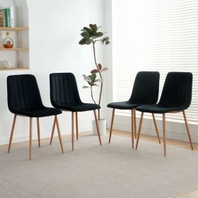 Indoor black velvet dining chair, modern kitchen dining chair with backrest, upholstered side chair with hot transfer metal legs