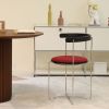 Folding Chair with Modern Design,Chrome Frame with Wood back,Upholstered for Dining Living Room Kitchen Chairs,1pc (Red-1pc)