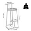27''H Barstool Set of 3 Wooden Round Bar Stools with Footrest Modern Kitchen Chairs for Counter (Black & Black)