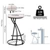 Round Print Bar Stools Set of 2 Black Metal Upholstered Chairs for Kitchen Island & Dining Rooms Counter Stools (Black & White Print)
