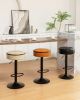 Round Storage Bar Stool Set of 2, Khaki Faux Leather Height Adjustable Barstool, 360Â°Counter Height Swivel Stool