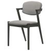 2pc Set Mid-century modern Z-chair Richly toned fabric upholstery Solid hardwood frame Dining Room Kitchen Furniture Brown Gray Finish