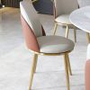 Dining Chairs Set of 2, Modern PU Leather Dining Gold Metal Legs for Living Kitchen Dining Room Beige (Set of 2)