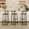 27''H Barstool Set of 3 Wooden Round Bar Stools with Footrest Modern Kitchen Chairs for Counter (Black & Black)