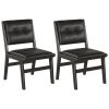 Hengming PU dining chair, no armrest with wooden legs, suitable for kitchen, dining room, living room, bedroom and other occasions,set of 2