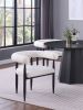 2pc Set Modern U-shaped Backrest Arms Dining Armchairs Black Textured Boucle Upholstered Back Dining Room Kitchen Furniture White Black