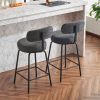 Modern Swivel Bar Stools Set of 2, Boucle Upholstered Counter Height Bar Chairs with Metal Legs & Footrest, 360Â° Swivel Barstools for Kitchen Island