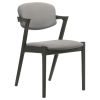 2pc Set Mid-century modern Z-chair Richly toned fabric upholstery Solid hardwood frame Dining Room Kitchen Furniture Brown Gray Finish