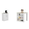 Monroe Two Piece Kitchen Set, Kitchen Island + Kitchen Pantry, White / Light Oak
