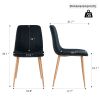 Indoor black velvet dining chair, modern kitchen dining chair with backrest, upholstered side chair with hot transfer metal legs