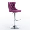 Swivel Velvet Barstools Adjusatble Seat Height from 25-33 Inch, Chrome base Bar Stools with Backs Comfortable Tufted for Home Pub and Kitchen Island