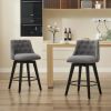 007-Swivel Counter Chairs, Modern Linen Fabric with Button-Tufted Backrest, Stylish Bar Stools, Set of 2 for Bar, Kitchen Island, Dining Room