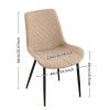 Beige Set of 4 PU Leather Dining Chairs ,Mid-Century Modern Faux Leather Chairs Kitchen Living Room Armless Side Chair with Metal Legs Set Of 4