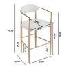 Barstools Set of 2, Counter Height Upholstered Bar Stools with Back for Kitchen Island