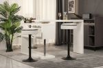 Round Storage Bar Stool Set of 2, Off White Linen Height Adjustable Barstool, 360Â°Counter Height Swivel Stool