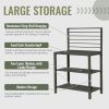 Outdoor Kitchen Island with Storage, Aluminum Kitchen Storage Island Kitchen Food Prep Table with Double Storage Rack