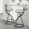 Round Print Bar Stools Set of 2 Black Metal Upholstered Chairs for Kitchen Island & Dining Rooms Counter Stools (Black & White Print)
