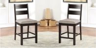 Dining Chairs Padded Fabric Seat Set of 2pc Side Chair Ladder Back Kitchen Dining Room Espresso Color