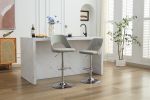 Bar Stools Set of 2 Modern Grey PU Counter Height Barstool, High Padded Swivel Adjustable Barstools with Back for Bar Counter and Kitchen Island
