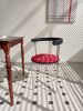 Folding Chair with Modern Design,Chrome Frame with Wood back,Upholstered for Dining Living Room Kitchen Chairs,1pc (Red-1pc)